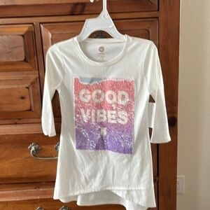 Total Girl white tunic with Good Vibes on front size 10/12 NWOT